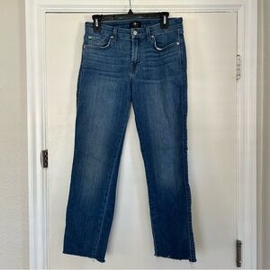 7 For All Mankind Dark Wash Denim Straight Leg Crop Jeans 30